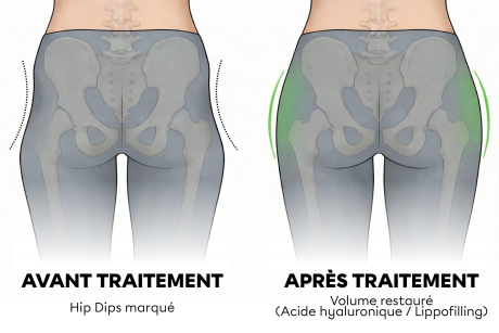 Hip Dips : Avant / Après Traitement